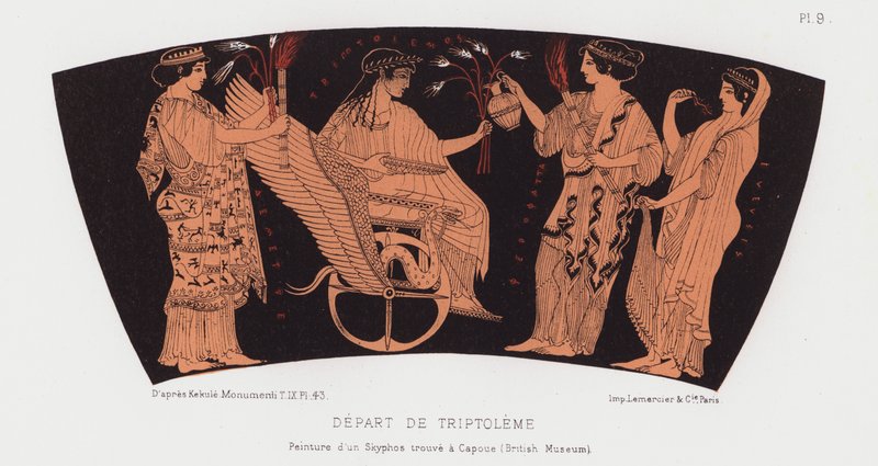 Wyjazd Triptolemusa (kolor lito) autorstwa French School