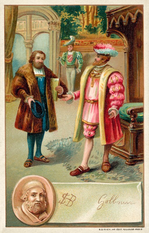 Hans Holbein z królem Henrykiem VIII (chromolitho) autorstwa French School