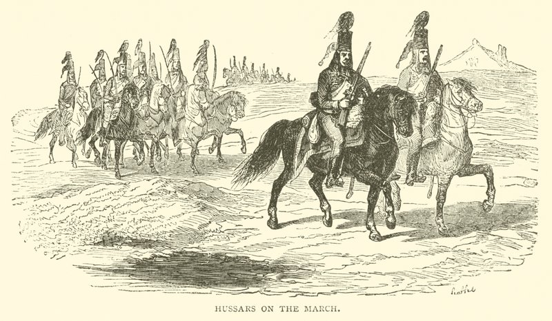 Hussars w marszu (rycina) autorstwa French School