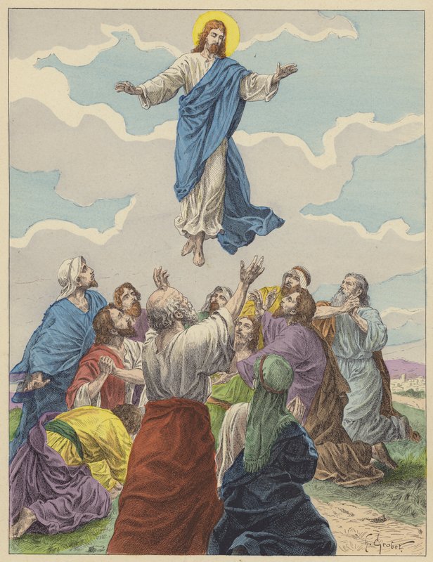 Jezus Chrystus, Wniebowstąpienie (kolor lito) autorstwa French School