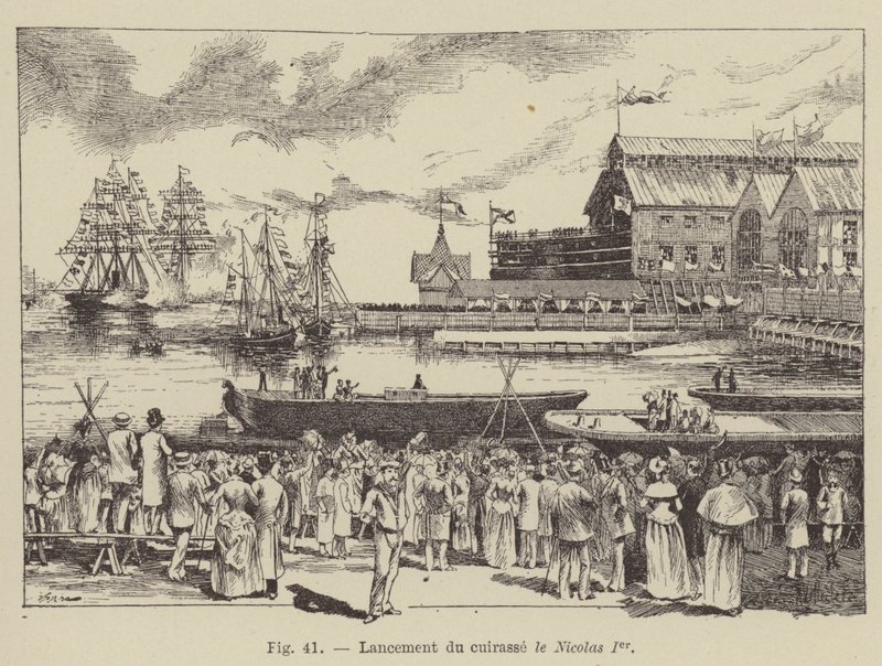 Wystrzelenie kirysu Mikołaj I (grafika) autorstwa French School