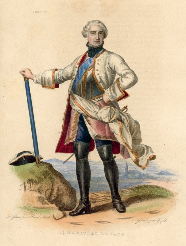 Le Marechal de Saxe (kolorowy grawerunek) autorstwa French School