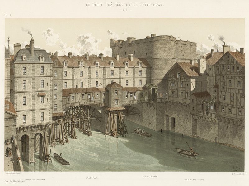 Petit-Chatelet i Petit-Pont, 1717 autorstwa French School