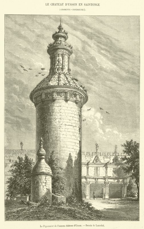 Gołębnik starego zamku Usson (rycina) autorstwa French School