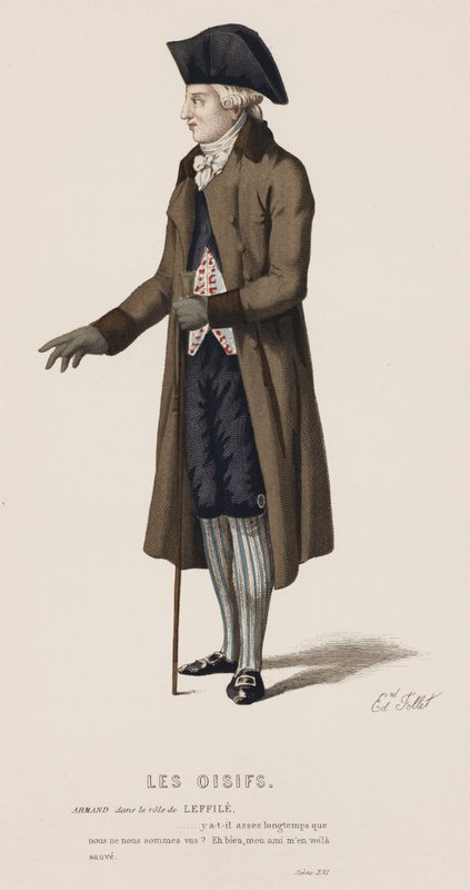 Les Oisifs, Scena XVI (kolorowy grawerunek) autorstwa French School