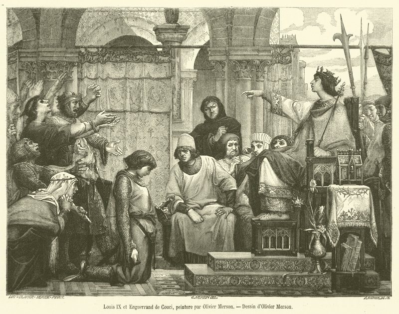 Ludwik IX i Enguerrand de Couci (grafika) autorstwa French School