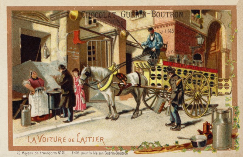 Wóz mleczarza (chromolitho) autorstwa French School