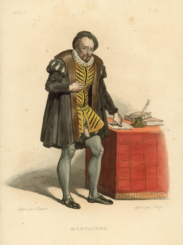 Montaigne (kolorowy grawerunek) autorstwa French School