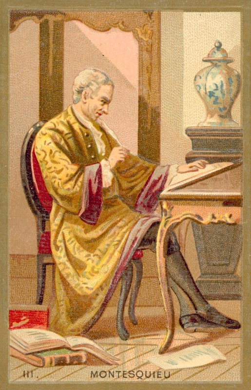 Monteskiusz , francuski filozof polityczny i pisarz (chromolitho) autorstwa French School