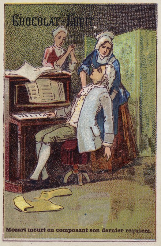 Mozart umiera podczas komponowania swojego ostatniego requiem autorstwa French School