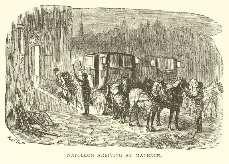 Napoleon przybywający do Mayence (grawerowanie) autorstwa French School