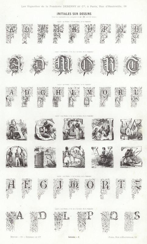 Strona z winiet typograficznych (grawerowanie) autorstwa French School