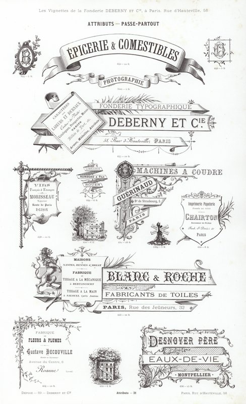 Strona z winiet typograficznych (grawerowanie) autorstwa French School