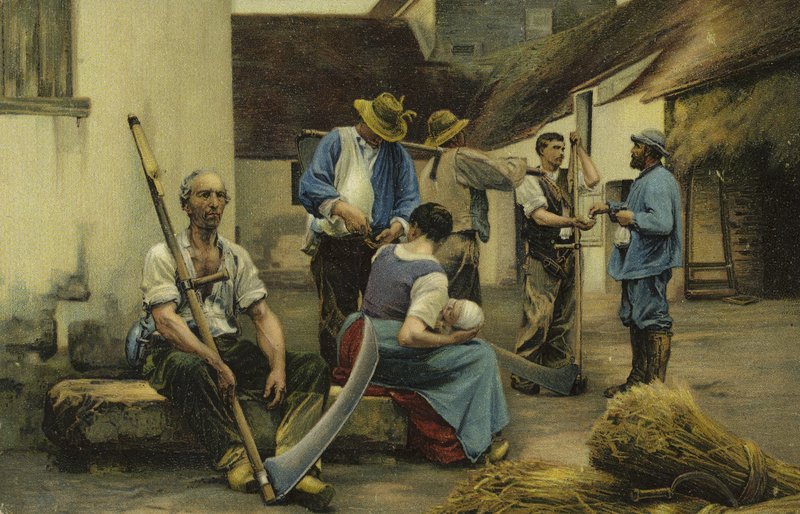 Płacenie żniwiarze autorstwa French School