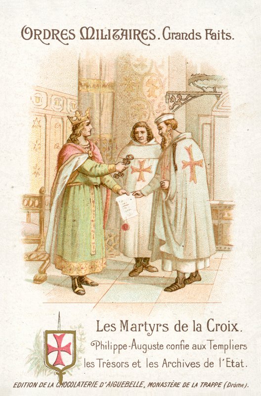 Filip August nagradzający templariuszy (chromolitho) autorstwa French School