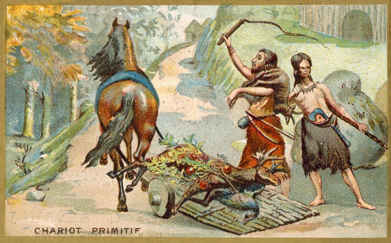 Prymitywny wagon (chromolitho) autorstwa French School