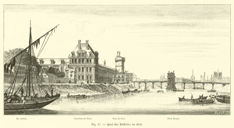 Quai des Tuileries w 1650 r autorstwa French School