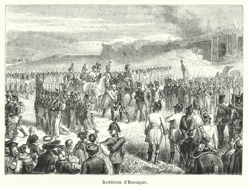Surrender of Huningue (grawerowanie) autorstwa French School
