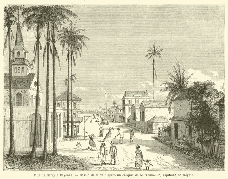 Rue de Berry a Cayenne (grafika) autorstwa French School