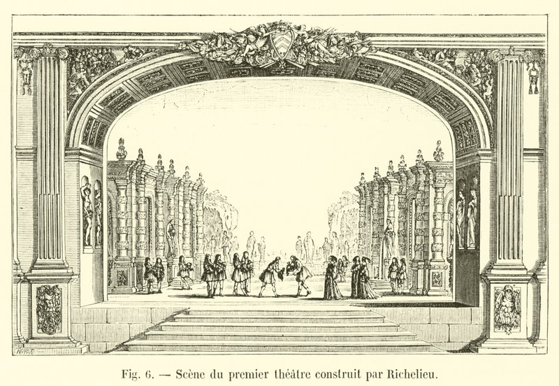 Scena pierwszego teatru wybudowanego przez Richelieu autorstwa French School