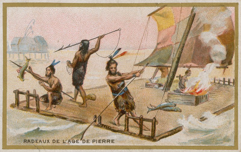 Tratwa z epoki kamienia autorstwa French School