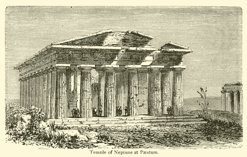 Świątynia Neptuna w Paestum (rycina) autorstwa French School