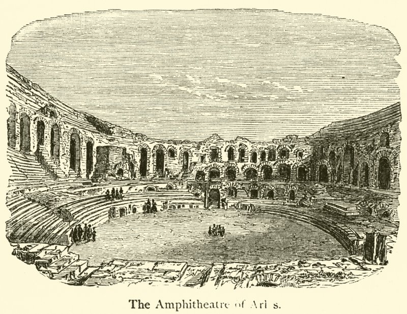 Amfiteatr w Arles (grafika) autorstwa French School
