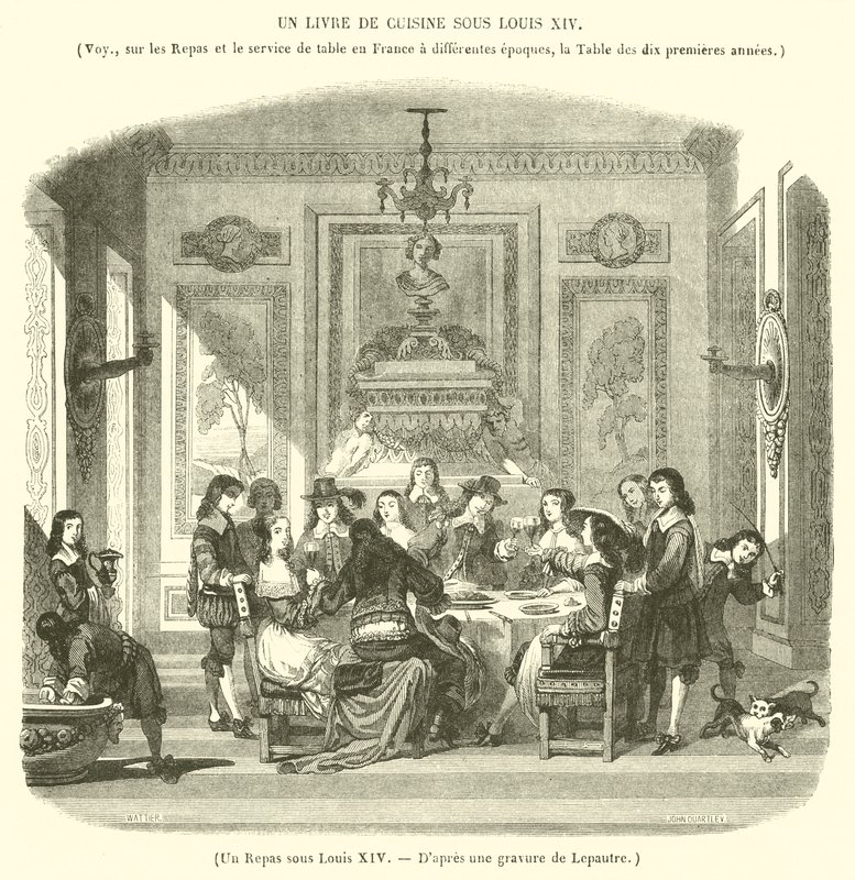 Posiłek pod Ludwikiem XIV (grafika) autorstwa French School