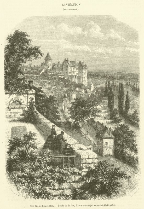Widok Chateaudun (rycina) autorstwa French School