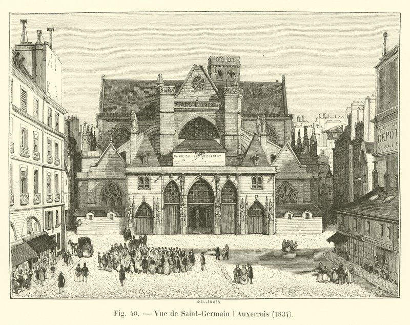 Widok Saint-Germain lAuxerrois, 1834 autorstwa French School