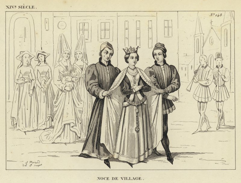 XIV w. Ślub wiejski (rycina) autorstwa French School