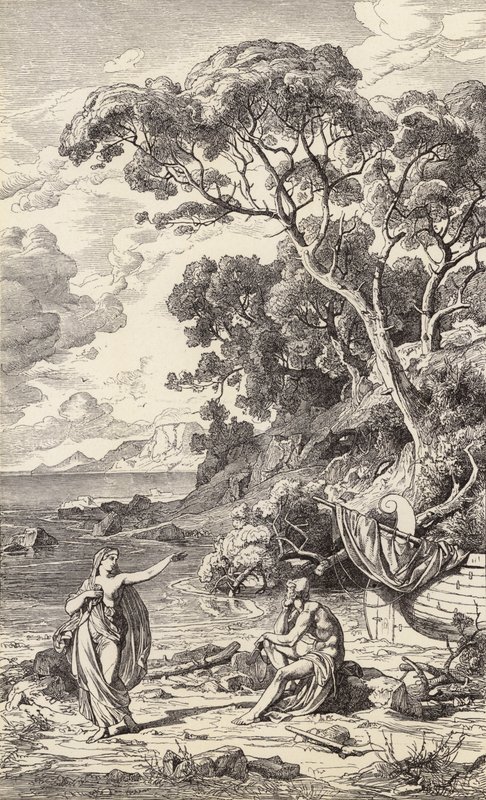 Odyseusz i Kalipso (rycina) autorstwa Friedrich the Elder Preller