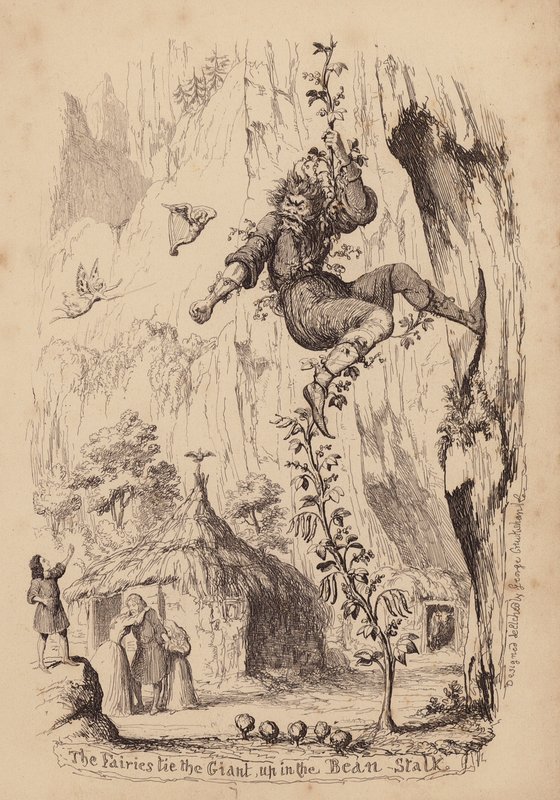 Jaś i łodyga fasoli (rycina) autorstwa George (after) Cruikshank