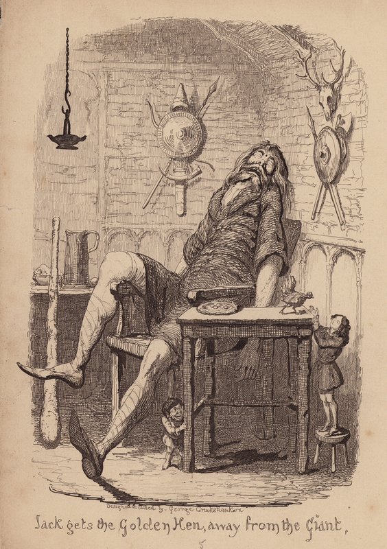 Jaś i łodyga fasoli (rycina) autorstwa George (after) Cruikshank