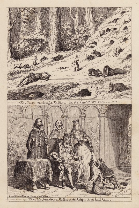 Kot w butach (grawerunek) autorstwa George (after) Cruikshank