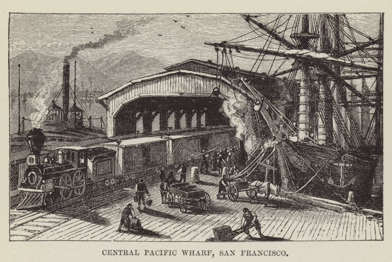 Central Pacific Wharf, San Francisco autorstwa George Augustus Sala