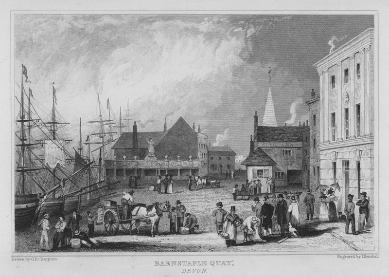 Barnstaple Quay, Devon (grawerowanie) autorstwa George Bryant Campion