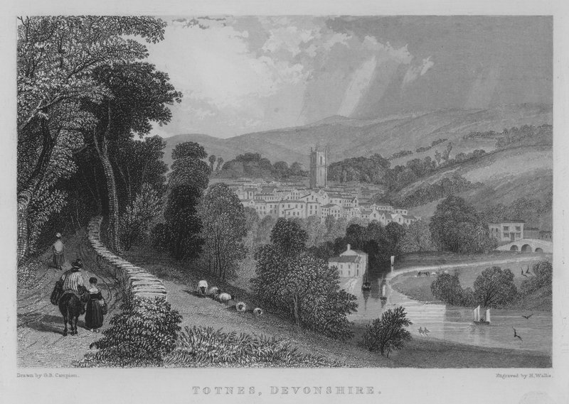 Totnes, Devonshire (grawerowanie) autorstwa George Bryant Campion