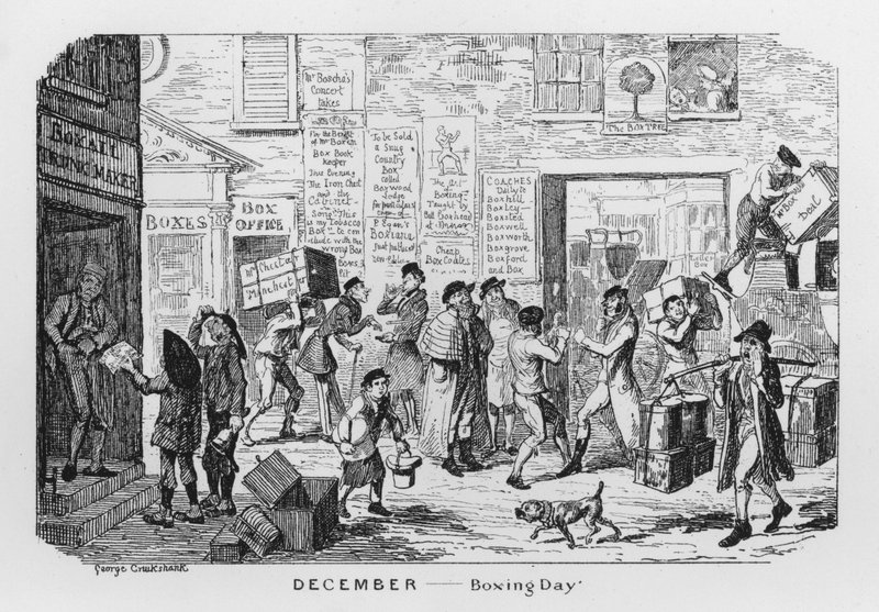 Boxing Day (grawerowanie) autorstwa George Cruikshank