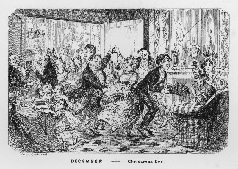 grudzień, Wigilia (rytowanie) autorstwa George Cruikshank