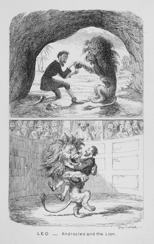 Lew, Androkles i Lew autorstwa George Cruikshank