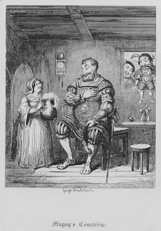 Zaloty Magoga (grawerowanie) autorstwa George Cruikshank