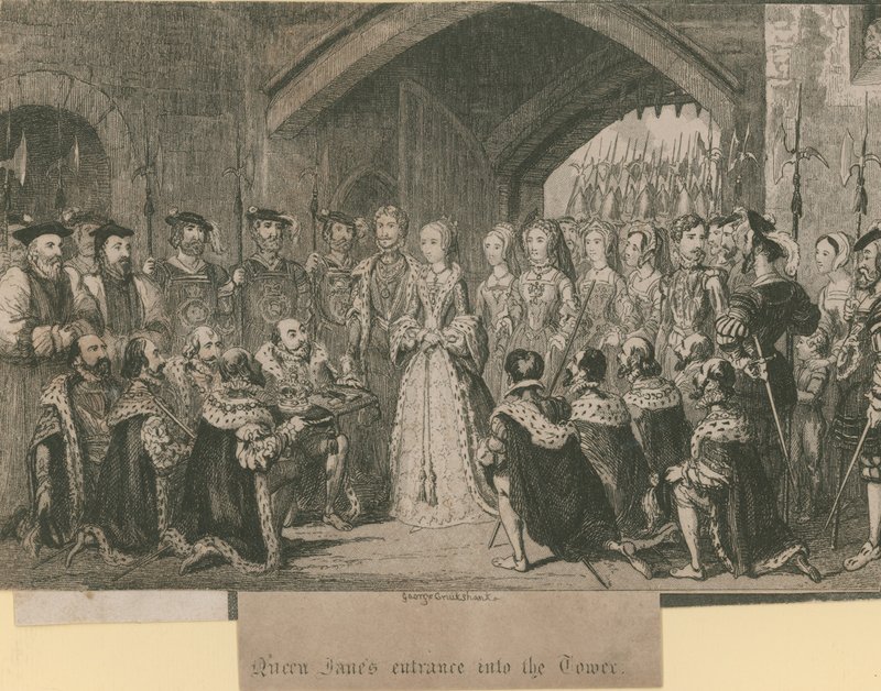 Wejście królowej Jane do wieży autorstwa George Cruikshank