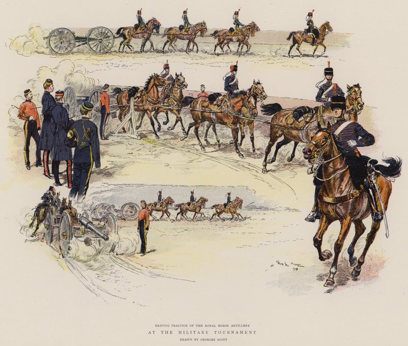 Na Turnieju Wojskowym (chromolitho) autorstwa Georges Bertin Scott