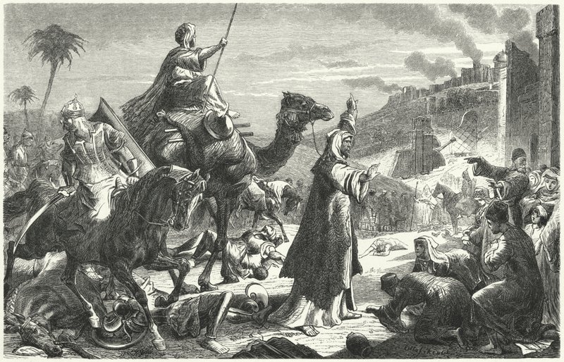Kalif Umar wjeżdżający do Jerozolimy, 637 (rycina) autorstwa German School
