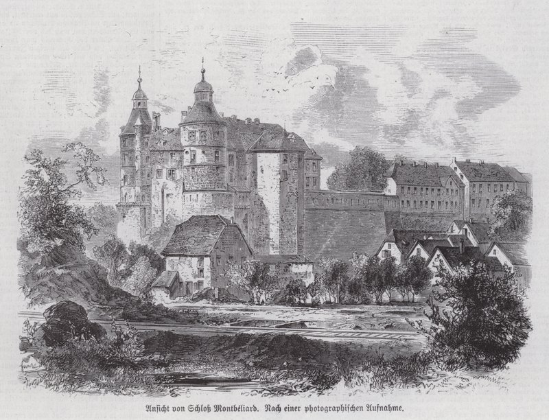Chateau de Montbeliard, Francja (grafika) autorstwa German School