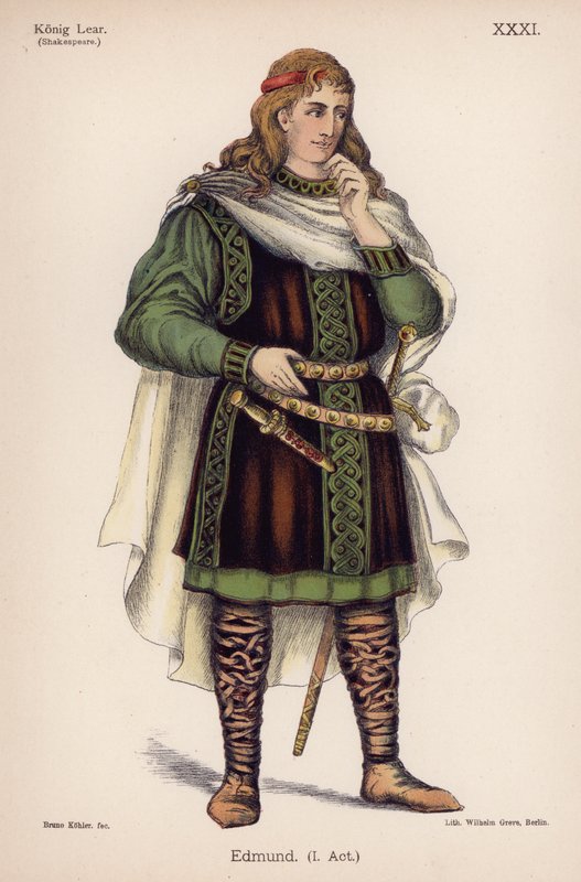Edmund, z Króla Leara Szekspira (kolor lito) autorstwa German School