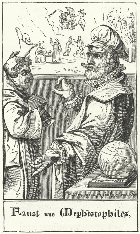 Faust i Mefistofeles (rycina) autorstwa German School