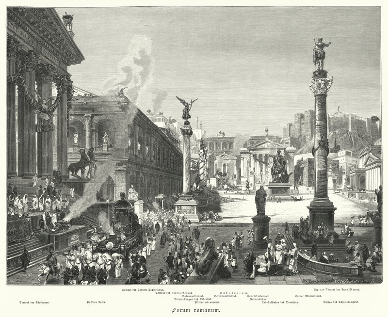 Forum Romanum, starożytny Rzym (rycina) autorstwa German School
