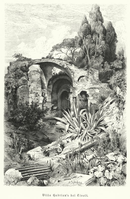 Willa Hadriana, Tivoli, Włochy (grafika) autorstwa German School